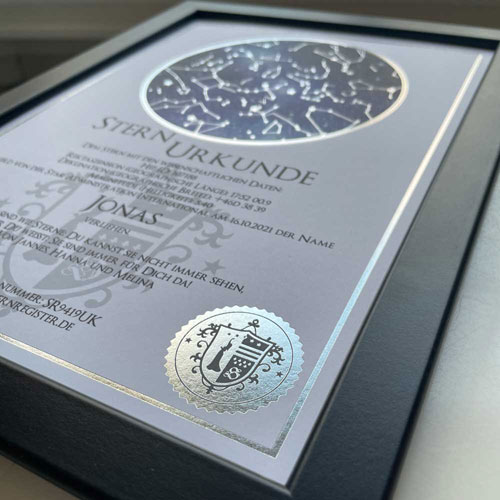 Urkunde über die Sternpatenschaft